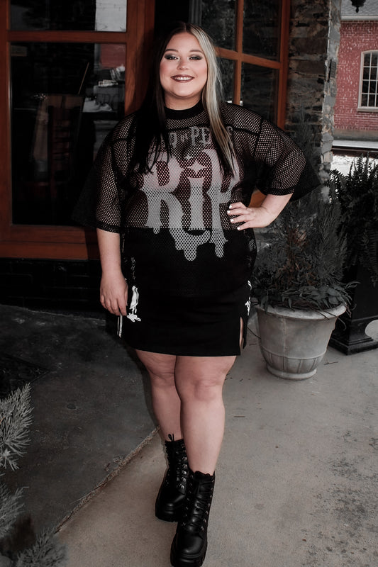 Knife Side Stripe Slit Skirt