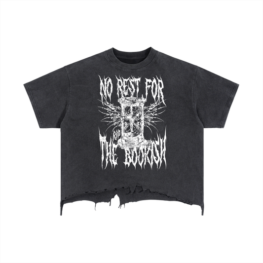 No Rest for the Bookish Vintage Wash Boxy Distressed T-Shirt